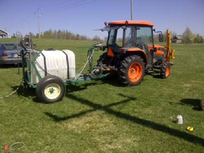 tractor-powered (PTO) spray equipment with water tank